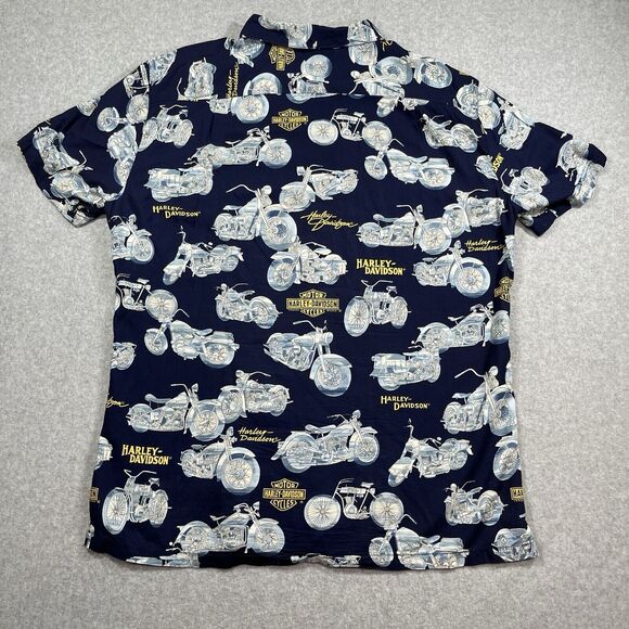 Harley Davidson Mens XL Motorcycle All Over Print USA Made In Hawaii Button Up - Picture 5 of 8